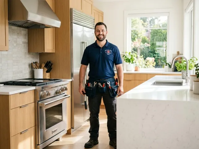 Appliance Repair Hero technician in a Berlin, NJ kitchen after an appliance repair